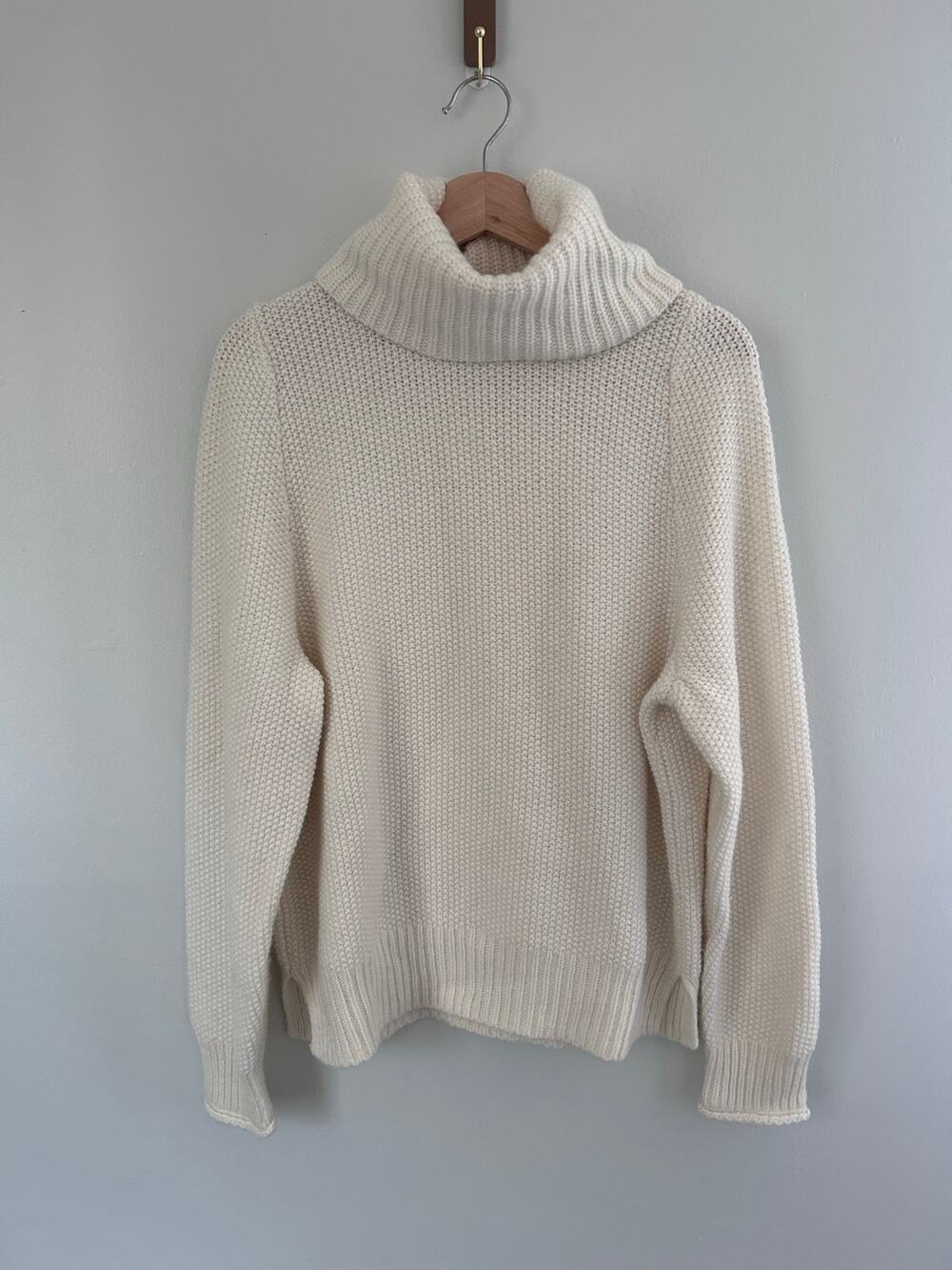 Madewell Chunky Knit Turtleneck Sweater Women's M Cream Off-White Wool Blend